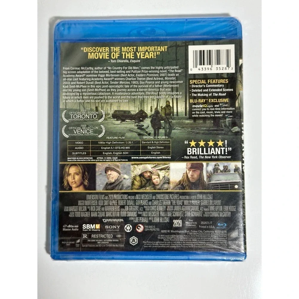 Sony The Road Blu-ray New Unisex One Size Blue Post-Apocalyptic Drama Movie